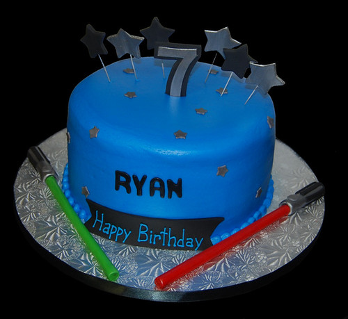 Star Wars 7th Birthday blue cake