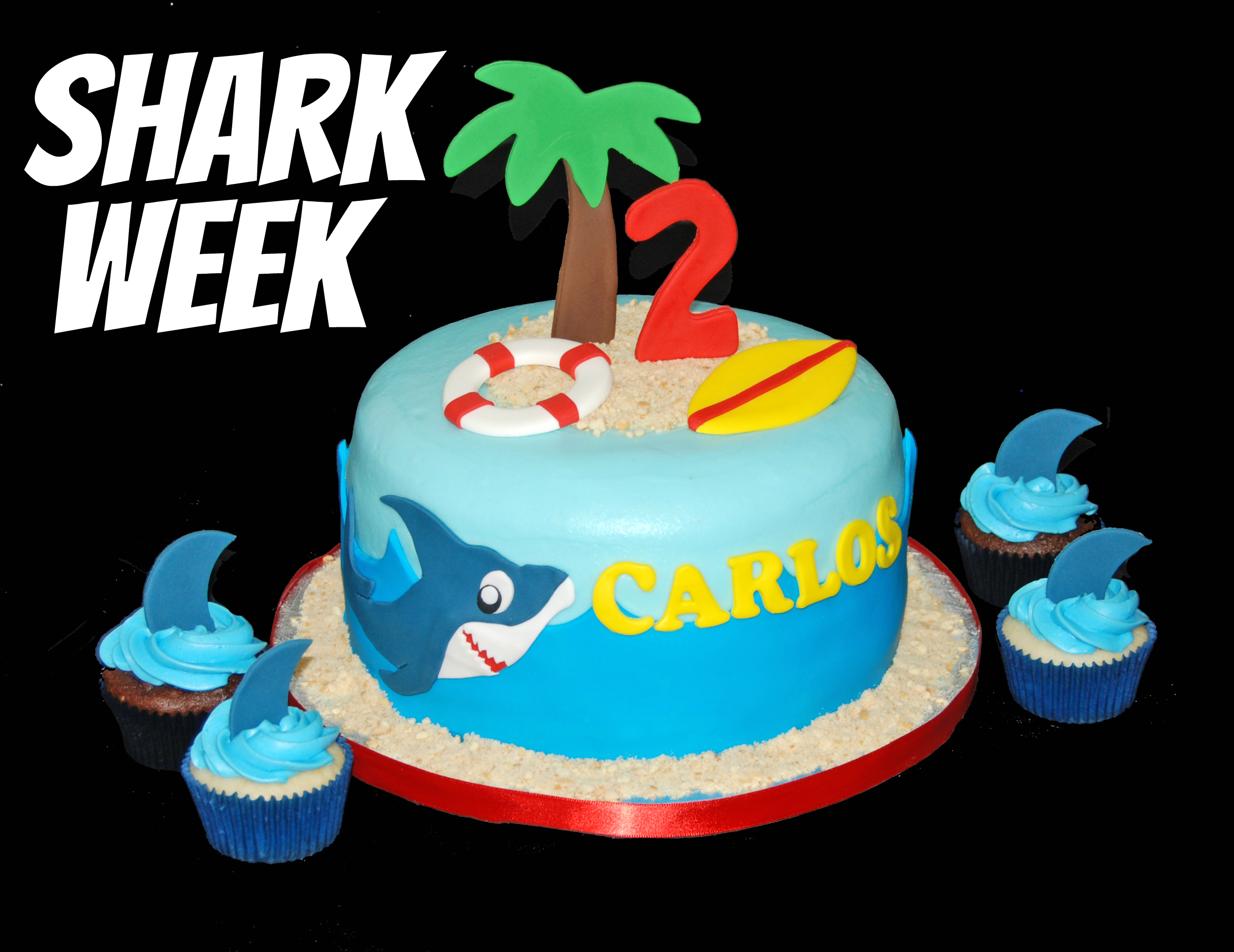 Shark Week Cake Inspiration: Shark Cake and Cupcakes