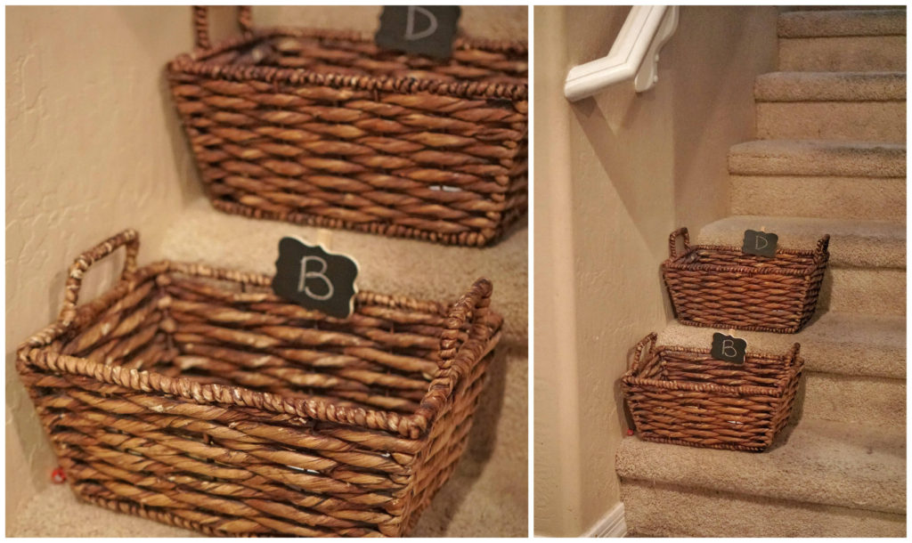 Two story home hacks stair baskets