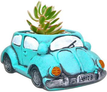 blue car succulent pot